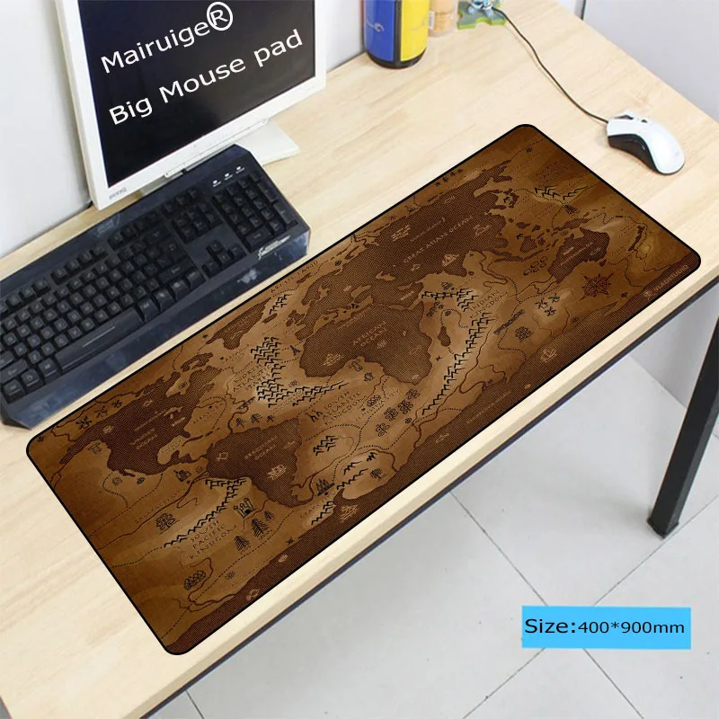 Большой коврик для мыши Mairuige со старой картой мира 400*900*3 мм XXL геймерский