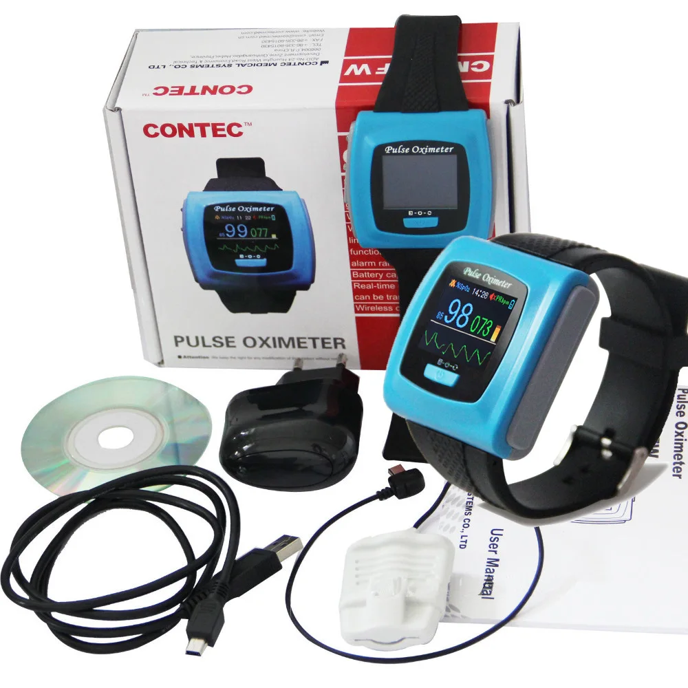 Цифровой Пульсоксиметр CONTEC CMS50F для исследования на запястье, 24 часа, usb-оксиметр, сатурометрический/сатурометрический мониторинг сна, SpO2