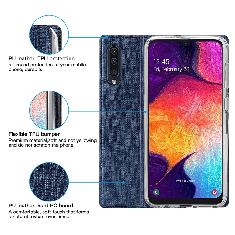 Роскошный тканевый флип-чехол для samsung Galaxy A50, кошелек, карман для карт, подставка, магнитная Обложка для книги, для samsung Galaxy A50
