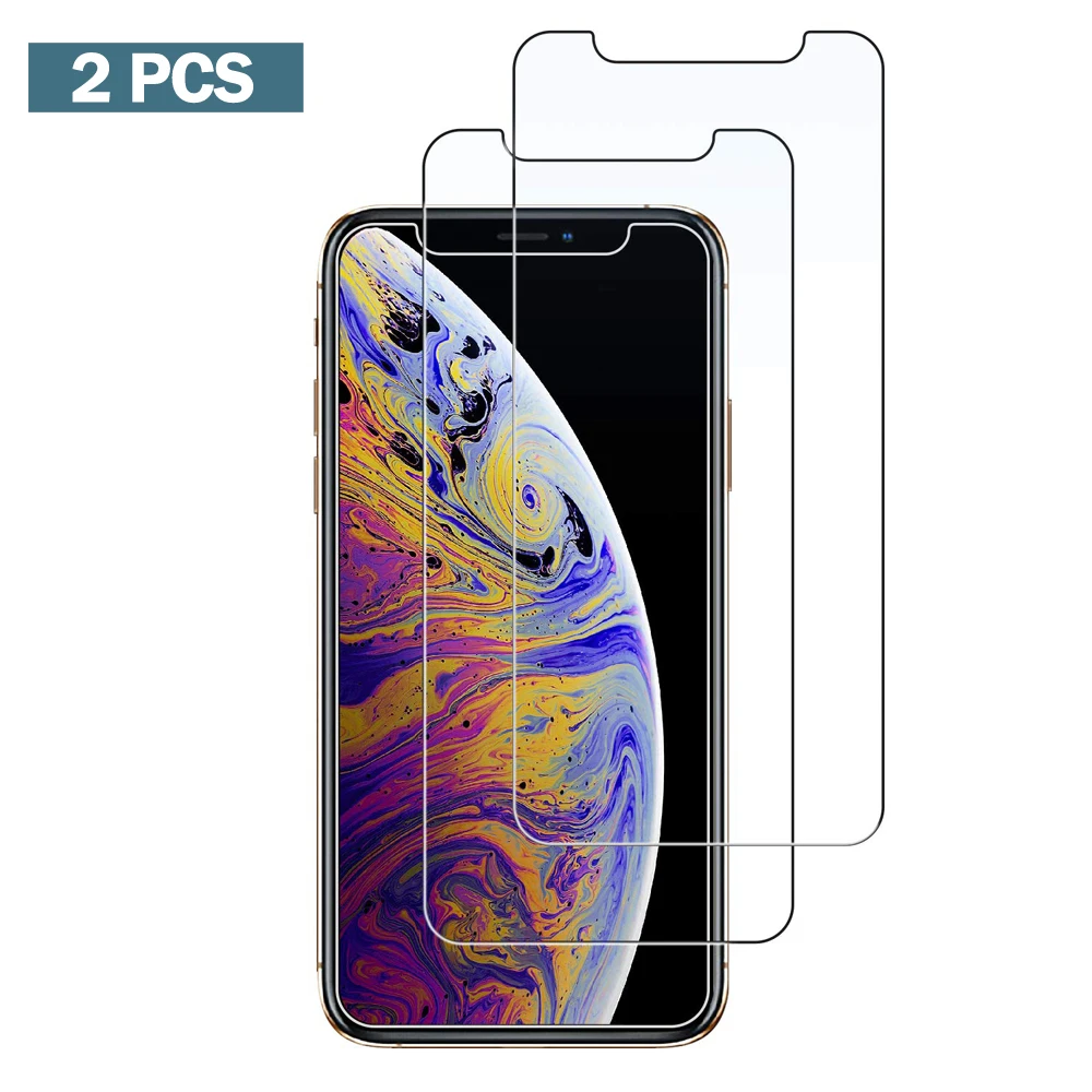 2 шт. X XS Защитная пленка для экрана из закаленного стекла iPhone XR Max 8 7 6 6S Plus 5 5S SE |