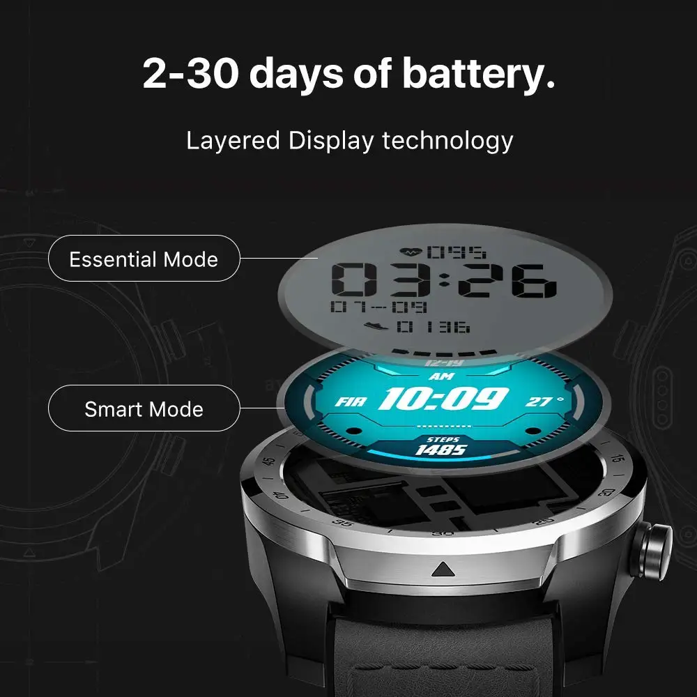 Смарт часы Ticwatch Pro Bluetooth V4.2 415 мАч 2 30 дней Срок службы батареи IP68 Водонепроницаемый
