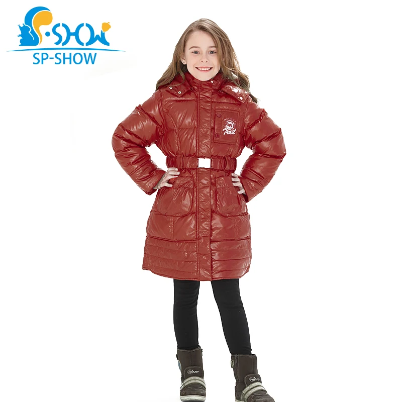 SP SHOW осень Зимний детский Верхняя Одежда О Образным Вырезом Пуховик Мех Енота
