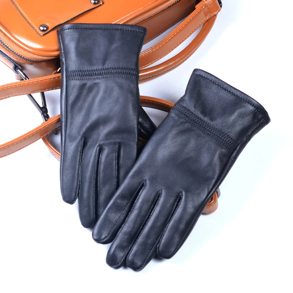 Для женщин женские из натуральной кожи овечьей шкуре зима теплая черный Открытый