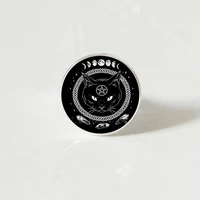 fashion black cat glass convex round ring pirate men and women jewelry mysterious bill charm ring