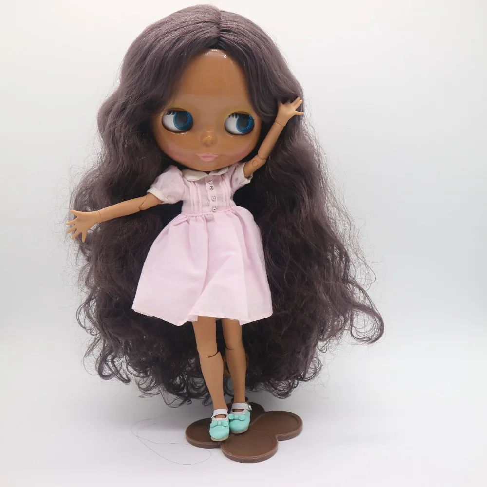 Кукла Обнаженная Blyth черная кожа фиолетовые волосы фабричная кукла 20171117 | Игрушки