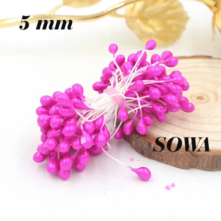Новый дизайн размер 5 мм темно розовый цвет Двойные головки жемчужный цветок