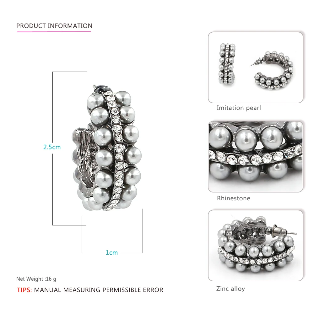 Vodeshanliwen Мода Имитация жемчужные серьги обруча для Для женщин свадебные золото