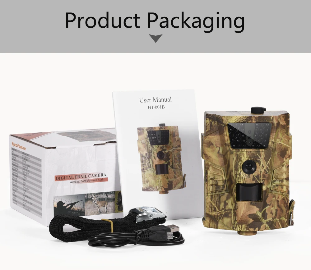 

HT001B Trail Camera 30pcs Infrared LEDs scout Night Hunting Camera 120 Degree PIR 12MP Forest Waterproof Wild Camera photo traps