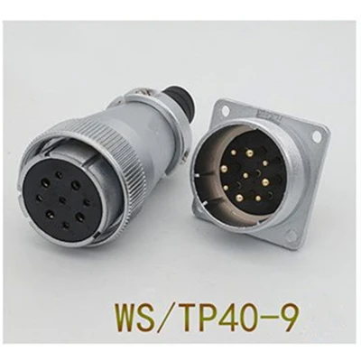 WS40-9Pin 1 комплект WS/TP40 авиационным соединителем мужской и женский квадратный фланец гнездо 5/9/15/16/26/31 Pin штепсельная вилка авиации круговой разъем кабеля - Цвет: WS40-9Pin