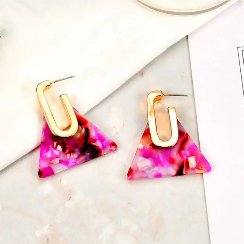 Модный женский акриловый треугольник для девочек серьги из сплава обруч 2018