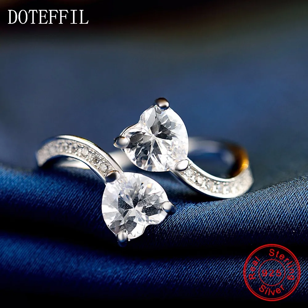 Женские кольца в виде сердца из серебра 100% пробы модные очаровательные