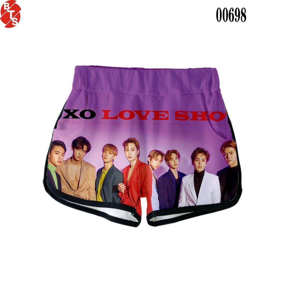 Женские шорты с 3D принтом Kpop Bang Store EXO Love Shot модные повседневные для девочек летняя