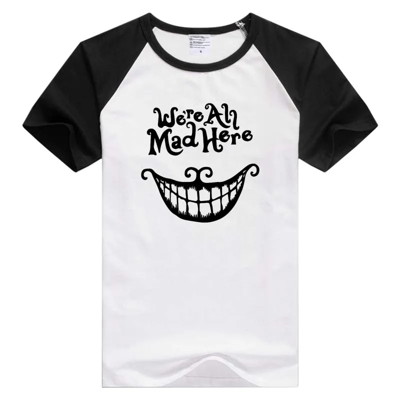 We're all mad here Alice Clipart повседневная мужская футболка с коротким рукавом удобная