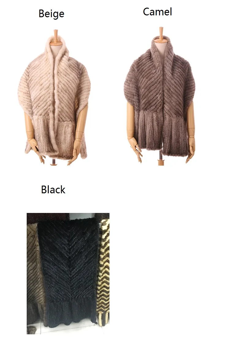 Осенне зимняя теплая шаль из натурального меха норки длинные женские меховые