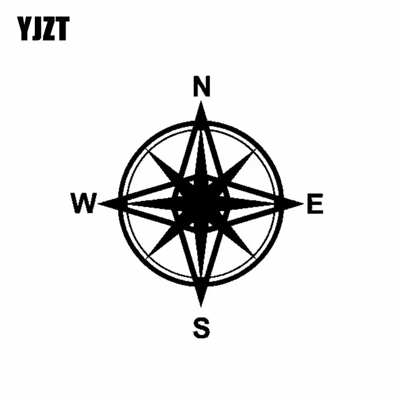 

YJZT 14.5CM*15CM Vinyl Decal Car Sticker Magnetic Compass Instrument Black/Silver C10-01772