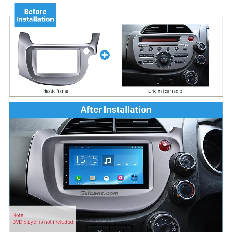 Seicane серебристый 2 Din автомобильный радиоприемник для 2008 2009 2010 2011 2012 2013 Honda Fit RHD