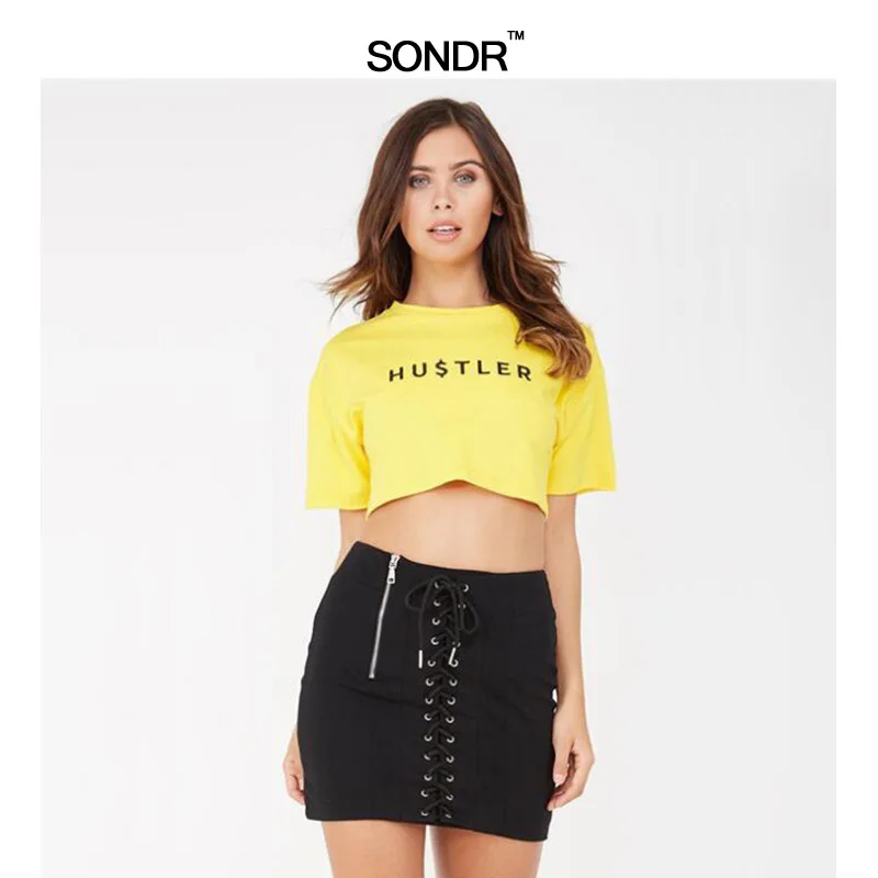 

SONDR 2019 Summer Patchwork Women's Skirt High Waist lace-up Mini Skirts For Women sexy Fashion Tide tight Skirts Casual