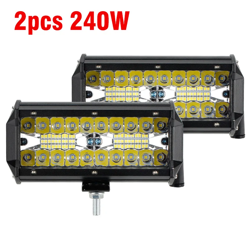 2pcs OKEEN светодиодный светильник, 7 дюймов, светодиодный светильник, 240 Вт, 3 ряда, рабочий светильник, комбинированный луч для вождения, внедорожная лодка, автомобиль, тягач, 4x4, внедорожник, 12 В, 24 В - Цвет: 2pcs