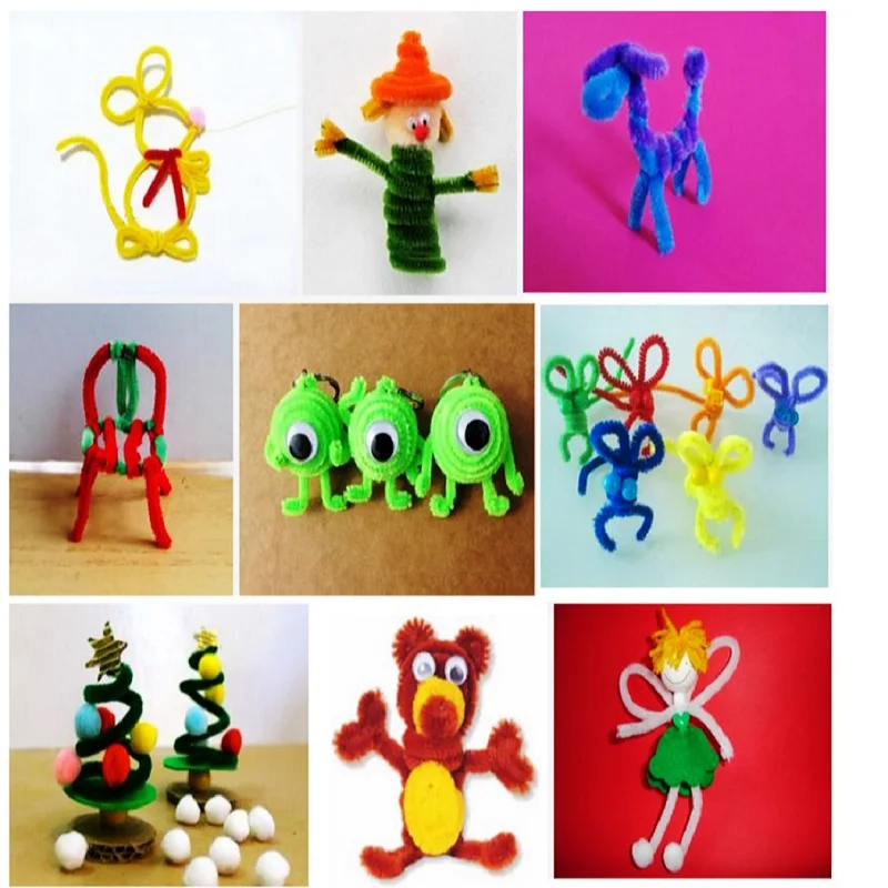 100 шт. Новое поступление 5 мм блестящие стебли синели очистители труб детские