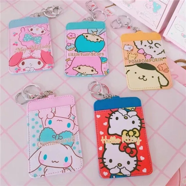 Kawaii мультфильм Китти Две звезды автобус карты setsstudent Многофункциональный держатель карты чехол с ремешком