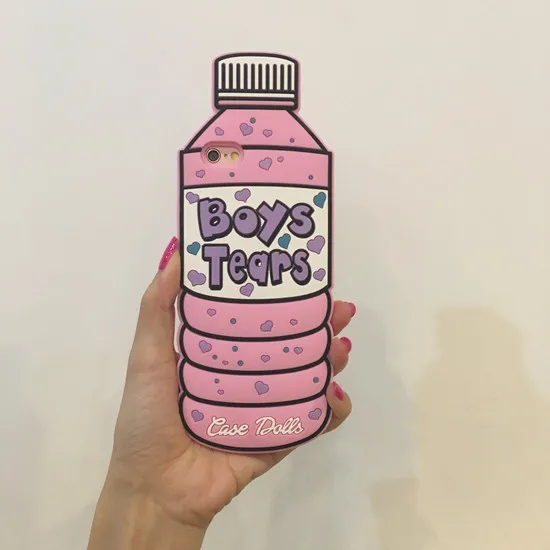 Pink 3D мультфильм бутылка воды Любовь мороженое чехол для телефона для iPhone 6 6s 7 8 Plus X Xs Max XR 11 Pro Max мягкий силиконовый резиновый чехол - Цвет: Pink