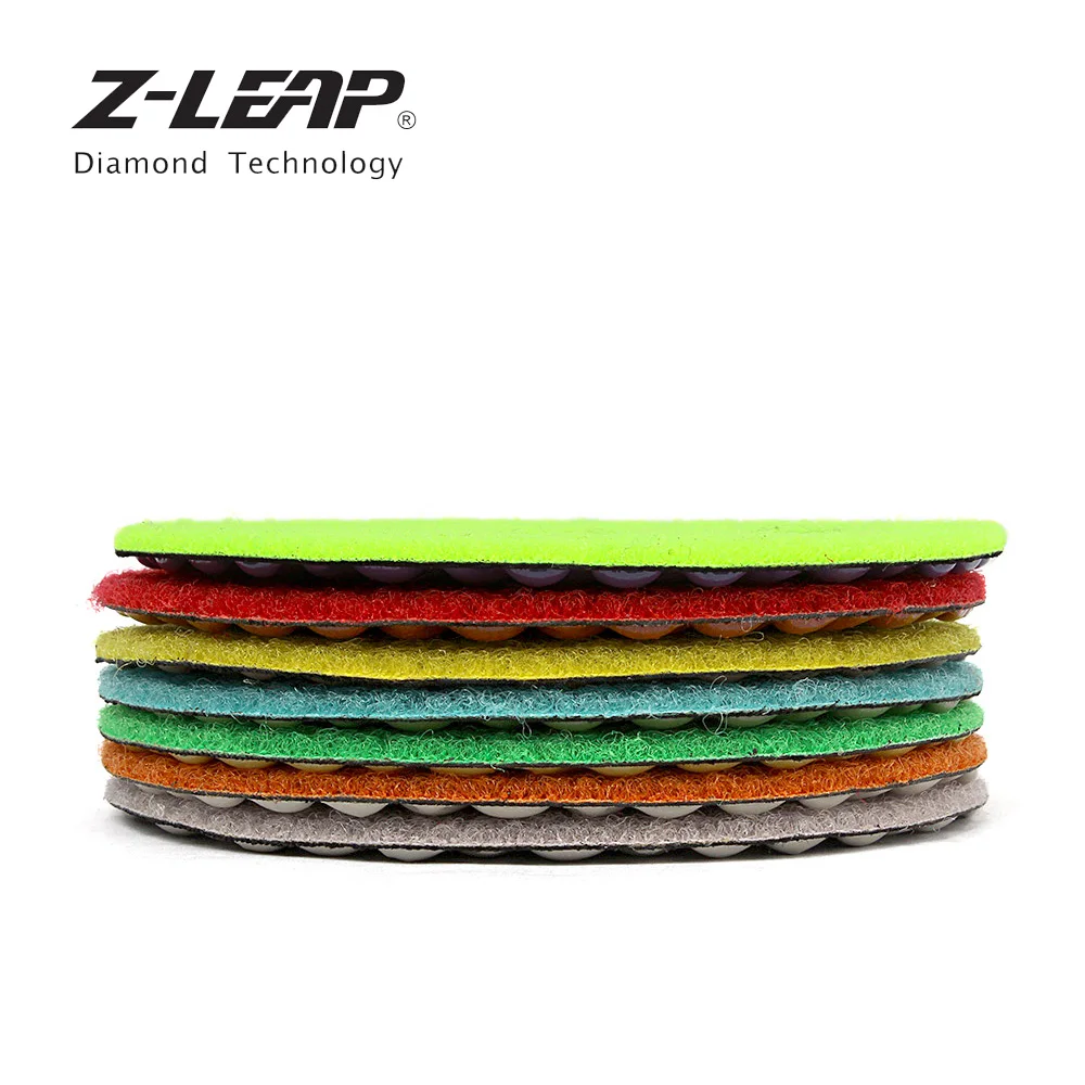 Z-LEAP, 7 шт./лот, 4 дюйма, 100 мм, алмазные сухие полировальные подушечки, сотовая Гибкая шлифовальная подушечка, полимер, Премиум диск для гранита и мрамора