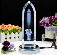 LARGE - Christianity Catholicism BEST gift Emmanuel Immanuel Religious Pray HOME family Safe Talisman 3D Crystal CROSS statue
