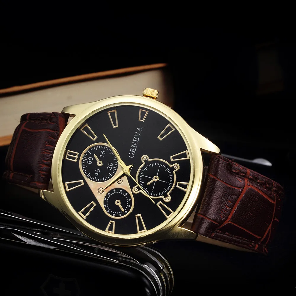 

Montre Homme Retro Design Leather Band Analog Alloy Quartz Wrist Watch Zegarek Meski Relojes Para Hombre