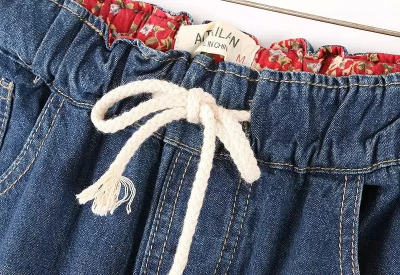 Эластичные Брюки шаровары в этническом стиле с вышивкой свободные джинсы