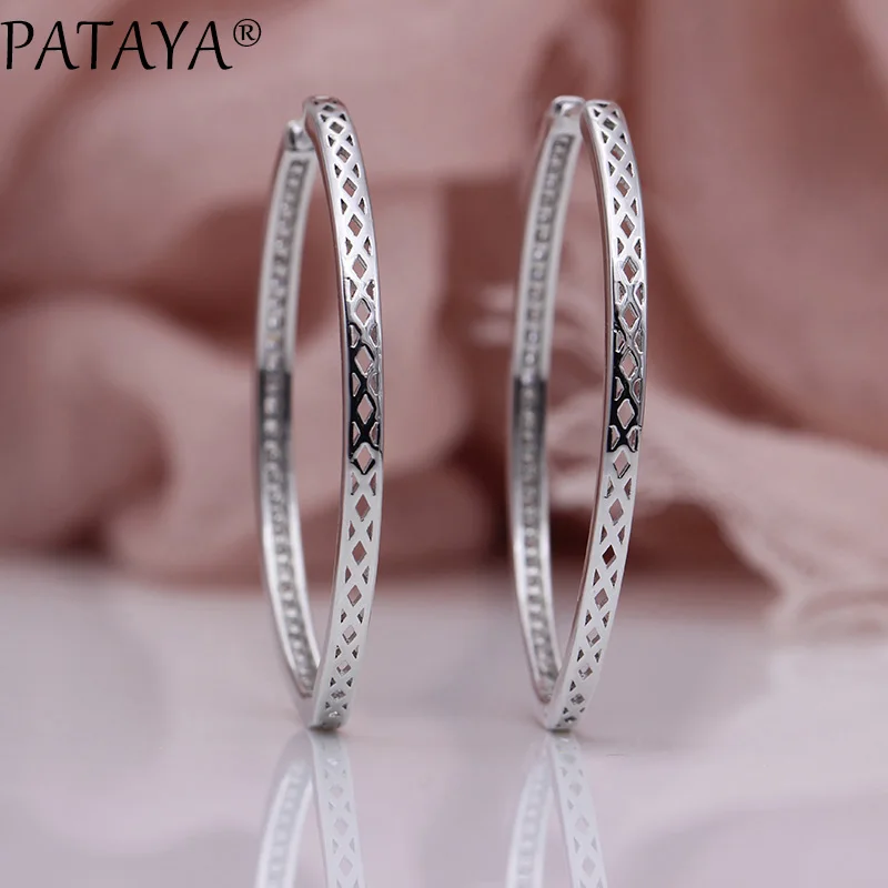 Серьги PATAYA женские большие круглые модные роскошные с отверстиями из розового