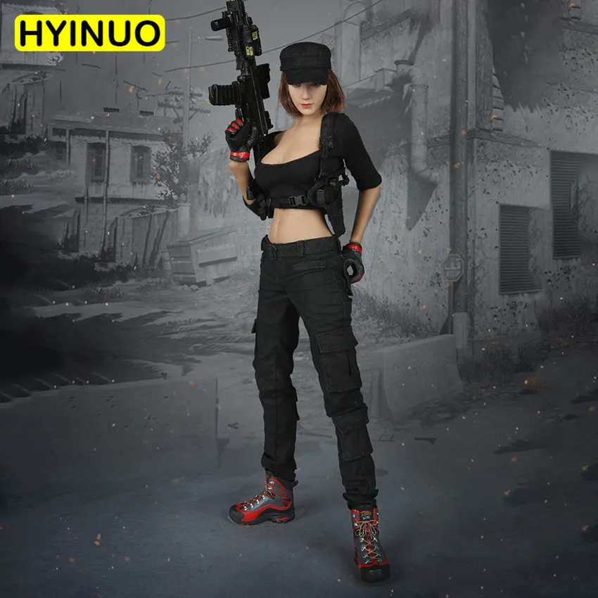 

1/6 Scale Female FG010 Sexy Female Gunman Women Black Sexy Clothes Clothing Suit Set Model for 12''Action Figure Body Doll Toys