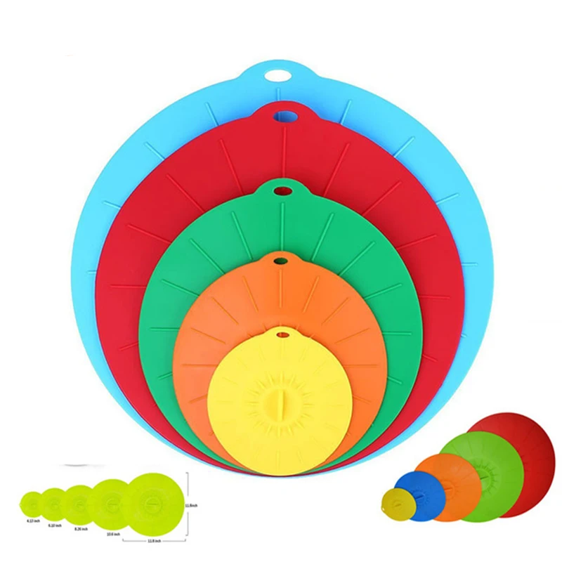 

Set of 5pcs Silicone Microwave Bowl Cover Cooking Pot Pan Lid Cover Silicone Food Wrap Cooking Tools Kitchen Utensil