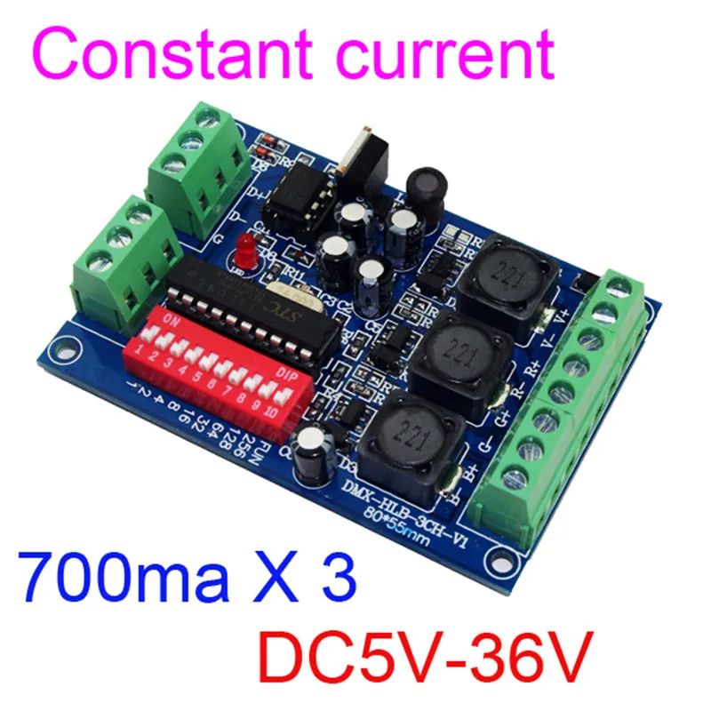 Постоянный ток 700 мА * 3 канала DMX512 RGB контроллер 3CH декодер DC5-36V | Лампы и освещение