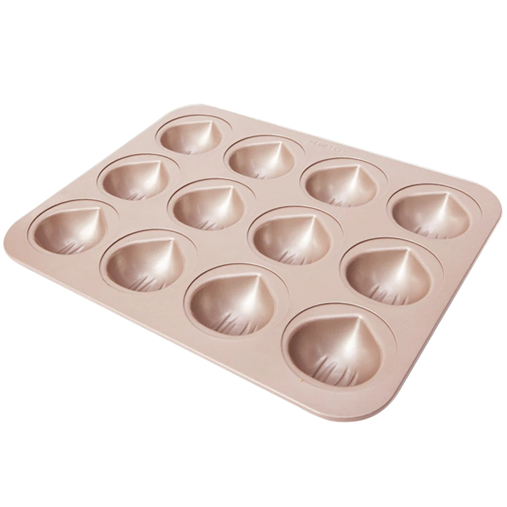 12-Cup с антипригарным покрытием Madeleine выпечки оболочка пресс-форма для Madeleine торт, печенье, сладости Печенье Шоколад десерт для выпечки, каштан Форма