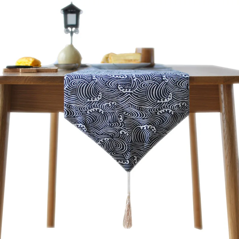 Lychee темно-синий узор волны настольная дорожка простая для дома Свадьба День