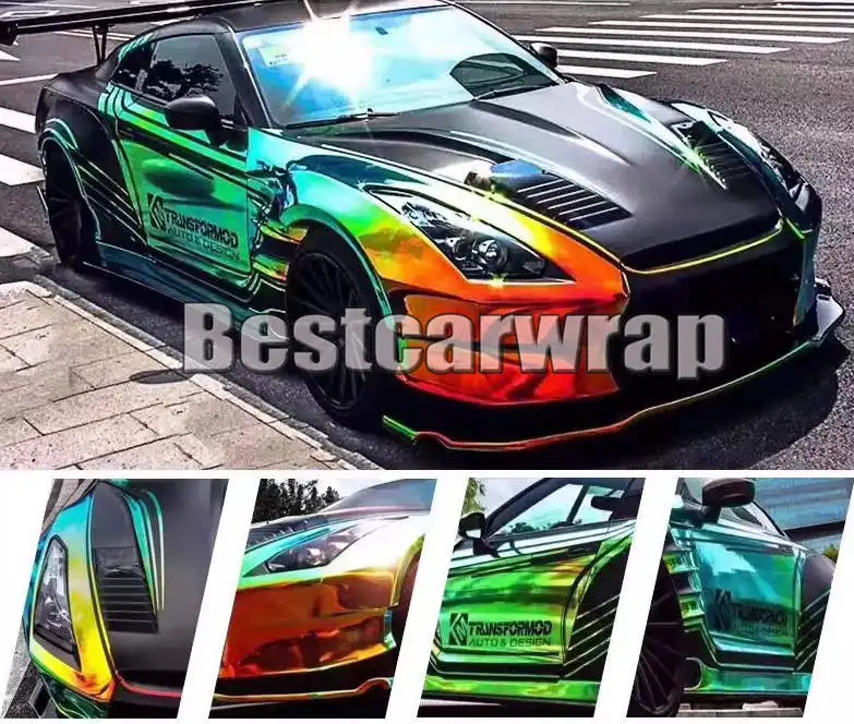 Радуга хамелеон виниловая Обёрточная бумага для автомобиля с воздушных