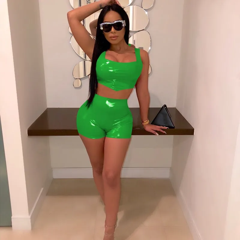 Сексуальный клубный однотонный комплект из 2 предметов укороченный топ