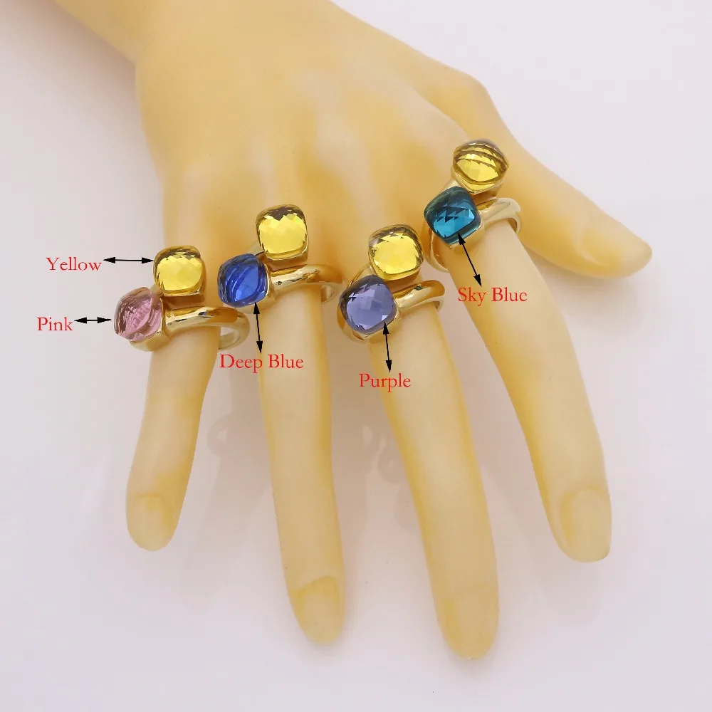 JSBAO 7 комбинации двойное красивое стекло модное кольцо для женщин золотое из