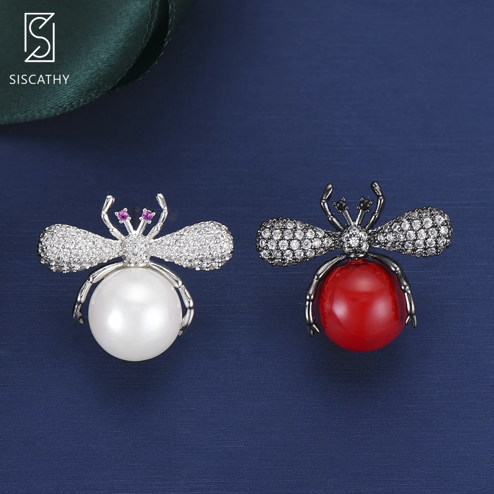 Модные серьги-гвоздики с кубическим цирконием AAA уникальные в форме Насекомого