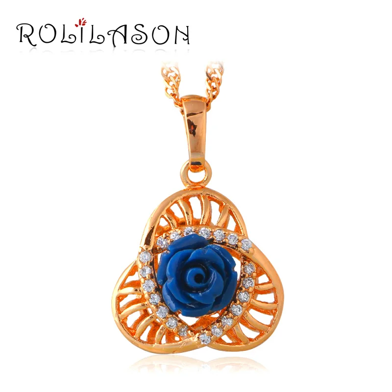 Rose language Green for Innocence gold tone AAA Zirconia Crystal Fashion Jewelry Necklaces Pendants Ladys LN613 | Украшения и