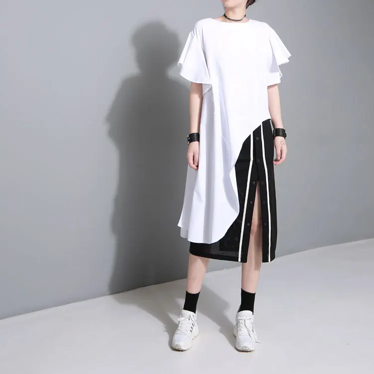 Летнее платье Новинка 2019 года женская одежда листьев лотоса нерегулярные