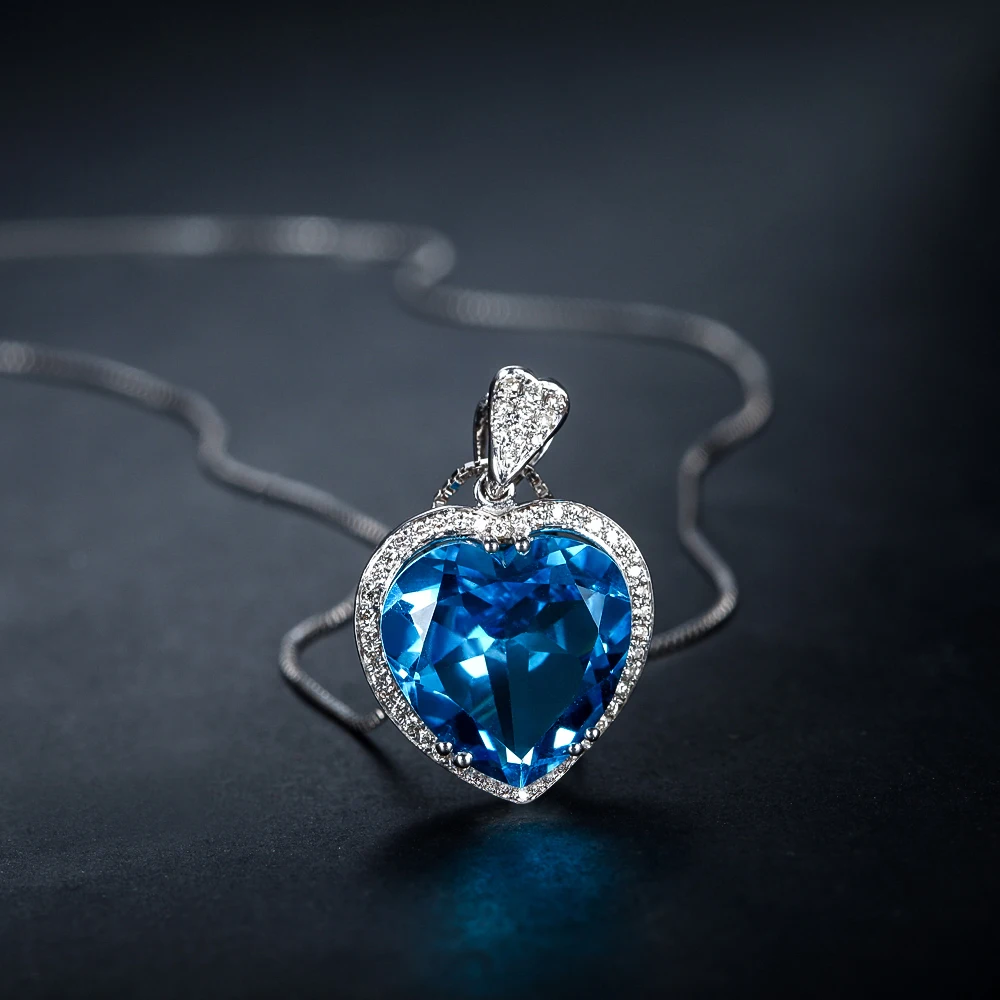 ZOCAI ЗОДИАК драгоценный камень 7 0 CT топаз 0.21CT Алмаз 9 K белое золото синий сердце