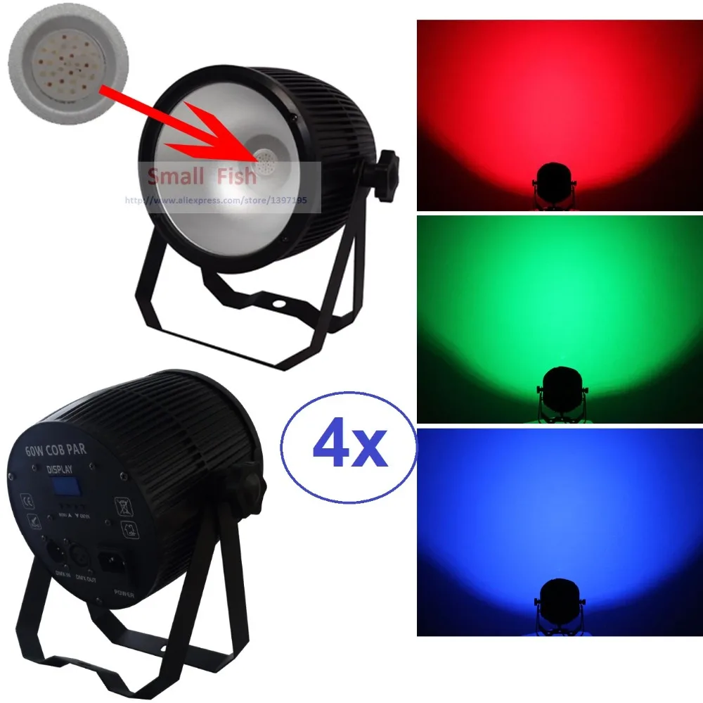 4 шт. 60 Вт RGB Par 64 COB светодиодный Светильник корпус черный свет LED PAR Can с DJ