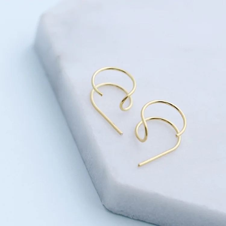 Женские серьги в минималистичном стиле простые двойные из стерлингового серебра