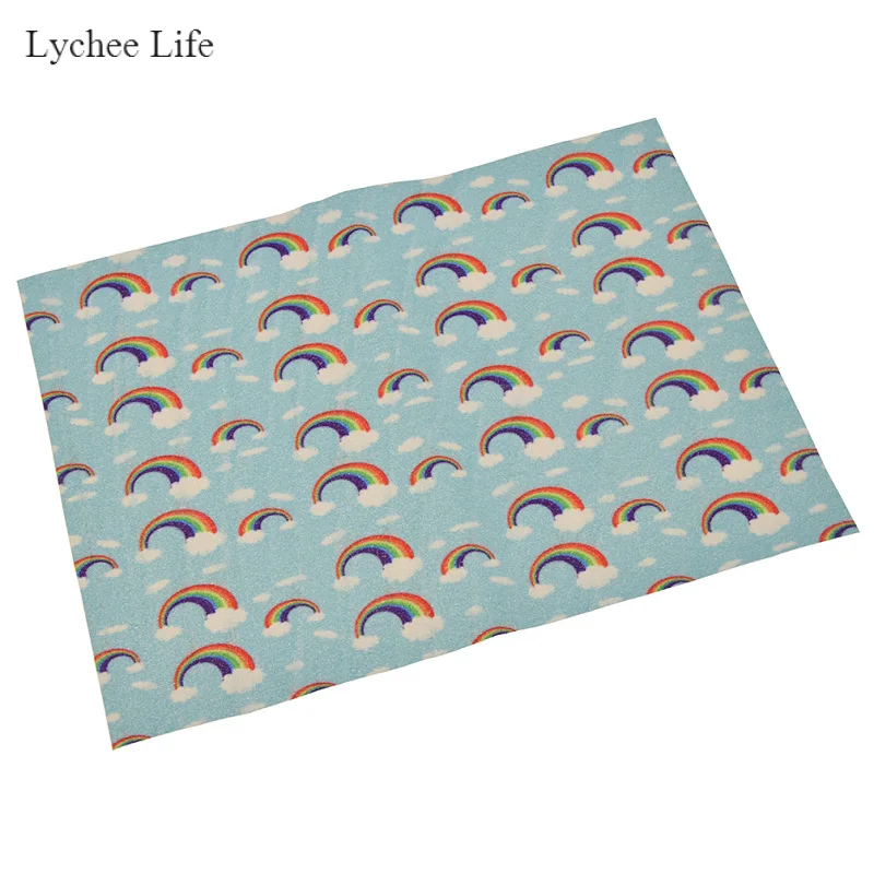 Lychee Life A4 Радужная печать облаков искусственная синтетическая кожа блестящая