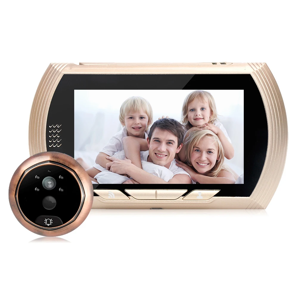 Danmini HD цветной экран умный дверной звонок зритель 4 3 дюймов цифровой глазок
