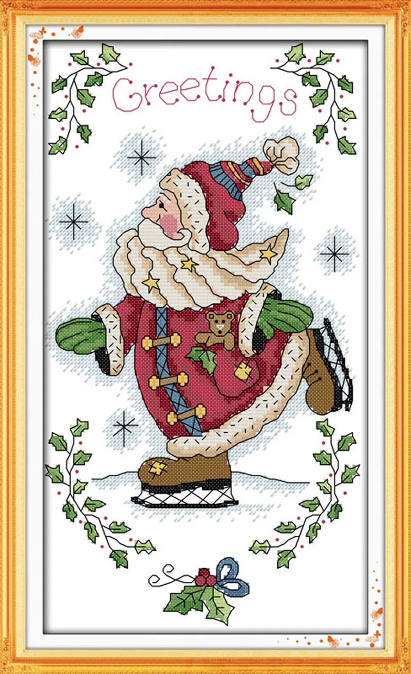 Joy Sunday Happy Christmas Санта Клаус Счетный принт на холсте DMC 14CT 11CT наборы для вышивки крестом вышивка рукоделие