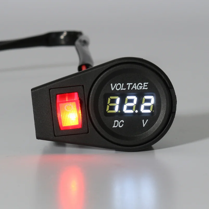 Universal DC 12-24V Multi Color LED Digital Display Car Motorcycle Voltmeter Waterproof With Switch - Цвет: Белый