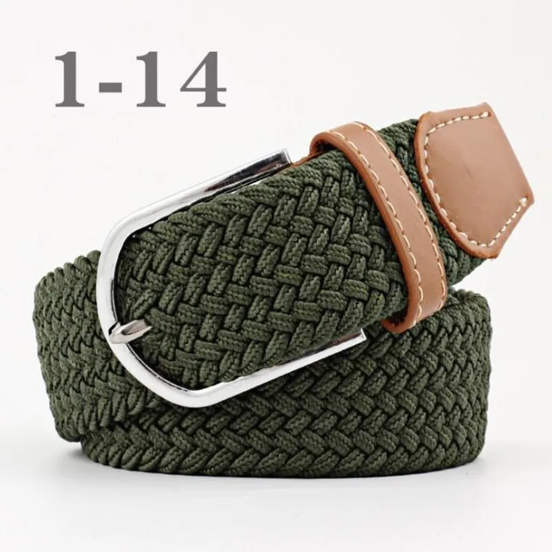 Army Green Эластичный пояс, вязаный пояс из парусины, декоративный пояс, женский ремень с пряжкой, для женщин и мужчин, для взрослых, на каждый день, высокое качество, мода - Цвет: Army Green
