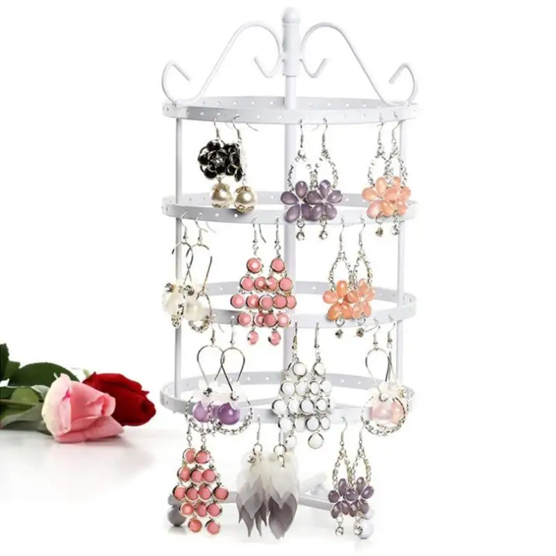 

144 Holes Jewelry Organizer Round Rotatable Jewelry Display Metal Earring Holder Women Jewelry Stand Rack